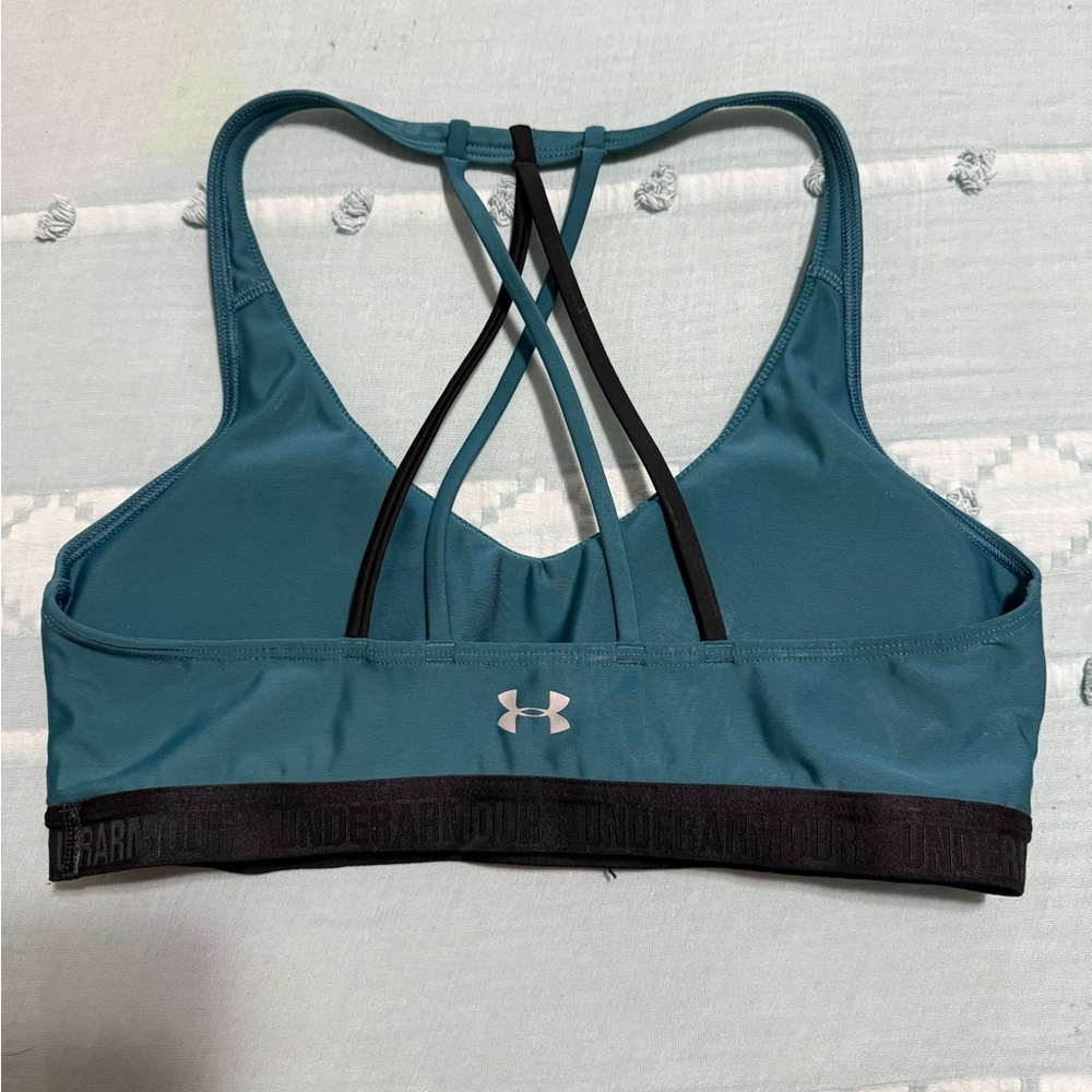 Under Armour Teal and Black Strappy Sports Bra